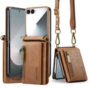 DG.MING Samsung Galaxy Z Flip 7 Crossbody Wallet Case [Brown]