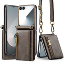 DG.MING Samsung Galaxy Z Flip 7 Crossbody Wallet Case [Coffee]
