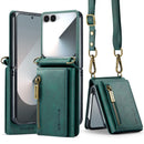 DG.MING Samsung Galaxy Z Flip 7 Crossbody Wallet Case [Green]
