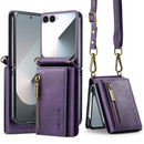 DG.MING Samsung Galaxy Z Flip 7 Crossbody Wallet Case [Purple]