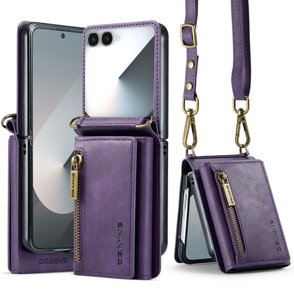 DG.MING Samsung Galaxy Z Flip 7 Crossbody Wallet Case [Purple]