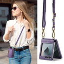 DG.MING Samsung Galaxy Z Flip 7 Crossbody Wallet Case [Purple]