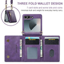 DG.MING Samsung Galaxy Z Flip 7 Crossbody Wallet Case [Purple]