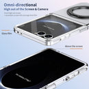 Clear 360°Rotating Magnetic Ring Stand Case for Samsung Galaxy Z Flip 7 with Tempered Glass [Black]