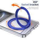 Clear 360°Rotating Magnetic Ring Stand Case for Samsung Galaxy Z Flip 7 with Tempered Glass [Blue]