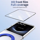 Clear 360°Rotating Magnetic Ring Stand Case for Samsung Galaxy Z Flip 7 with Tempered Glass [Blue]