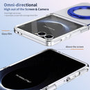 Clear 360°Rotating Magnetic Ring Stand Case for Samsung Galaxy Z Flip 7 with Tempered Glass [Blue]