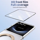 Clear 360°Rotating Magnetic Ring Stand Case for Samsung Galaxy Z Flip 7 with Tempered Glass [Gold]