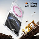 Clear 360°Rotating Magnetic Ring Stand Case for Samsung Galaxy Z Flip 7 with Tempered Glass [Pink]