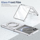 Clear 360°Rotating Magnetic Ring Stand Case for Samsung Galaxy Z Flip 7 with Tempered Glass[Silver]