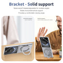 Clear 360°Rotating Magnetic Ring Stand Case for Samsung Galaxy Z Flip 7 with Tempered Glass[Silver]