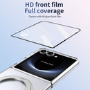 Clear 360°Rotating Magnetic Ring Stand Case for Samsung Galaxy Z Flip 7 with Tempered Glass[Silver]