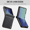 Stylish Samsung Galaxy Z Flip 7 Retro Leather Cover [Black]