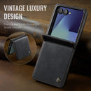 Stylish Samsung Galaxy Z Flip 7 Retro Leather Cover [Black]