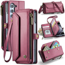 Galaxy Z Fold 5 CaseMe Crossbody Wallet Case with Strap, Card Slots & Zipper Pocket [Maroon]