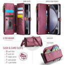 Galaxy Z Fold 5 CaseMe Crossbody Wallet Case with Strap, Card Slots & Zipper Pocket [Maroon]