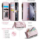 Galaxy Z Fold 5 CaseMe Crossbody Wallet Case with Strap, Card Slots & Zipper Pocket [Pink]