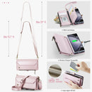 Galaxy Z Fold 5 CaseMe Crossbody Wallet Case with Strap, Card Slots & Zipper Pocket [Pink]