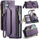Galaxy Z Fold 5 CaseMe Crossbody Wallet Case with Strap, Card Slots & Zipper Pocket [Purple]