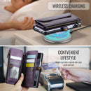 Galaxy Z Fold 5 CaseMe Crossbody Wallet Case with Strap, Card Slots & Zipper Pocket [Purple]