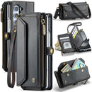 Galaxy Z Fold 6 CaseMe Crossbody Wallet Case with Strap, Card Slots & Zipper Pocket [Black]
