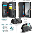 Galaxy Z Fold 6 CaseMe Crossbody Wallet Case with Strap, Card Slots & Zipper Pocket [Black]