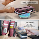 Galaxy Z Fold 6 CaseMe Crossbody Wallet Case with Strap, Card Slots & Zipper Pocket [Maroon]