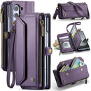 Galaxy Z Fold 6 CaseMe Crossbody Wallet Case with Strap, Card Slots & Zipper Pocket [Purple]
