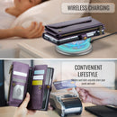 Galaxy Z Fold 6 CaseMe Crossbody Wallet Case with Strap, Card Slots & Zipper Pocket [Purple]