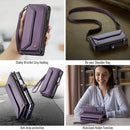 Galaxy Z Fold 6 CaseMe Crossbody Wallet Case with Strap, Card Slots & Zipper Pocket [Purple]