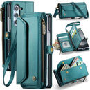 Galaxy Z Fold 6 CaseMe Crossbody Wallet Case with Strap, Card Slots & Zipper Pocket [Teal]