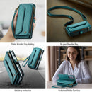 Galaxy Z Fold 6 CaseMe Crossbody Wallet Case with Strap, Card Slots & Zipper Pocket [Teal]