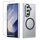 Crystal-clear Magnetic Ring Case for Samsung Galaxy Z Fold 7 with Tempered Glass [Black]
