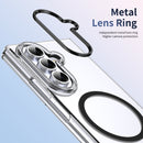 Crystal-clear Magnetic Ring Case for Samsung Galaxy Z Fold 7 with Tempered Glass [Black]