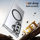 Crystal-clear Magnetic Ring Case for Samsung Galaxy Z Fold 7 with Tempered Glass [Black]