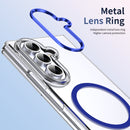 Crystal-clear Magnetic Ring Case for Samsung Galaxy Z Fold 7 with Tempered Glass [Blue]