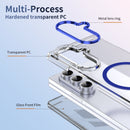 Crystal-clear Magnetic Ring Case for Samsung Galaxy Z Fold 7 with Tempered Glass [Blue]