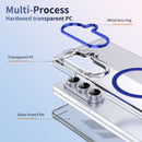 Crystal-clear Magnetic Ring Case for Samsung Galaxy Z Fold 7 with Tempered Glass [Blue]