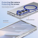 Crystal-clear Magnetic Ring Case for Samsung Galaxy Z Fold 7 with Tempered Glass [Blue]