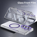 Crystal-clear Magnetic Ring Case for Samsung Galaxy Z Fold 7 with Tempered Glass [Purple]