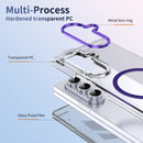 Crystal-clear Magnetic Ring Case for Samsung Galaxy Z Fold 7 with Tempered Glass [Purple]