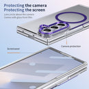 Crystal-clear Magnetic Ring Case for Samsung Galaxy Z Fold 7 with Tempered Glass [Purple]