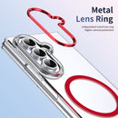 Crystal-clear Magnetic Ring Case for Samsung Galaxy Z Fold 7 with Tempered Glass[Red]