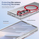 Crystal-clear Magnetic Ring Case for Samsung Galaxy Z Fold 7 with Tempered Glass[Red]
