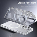 Crystal-clear Magnetic Ring Case for Samsung Galaxy Z Fold 7 with Tempered Glass [Silver]