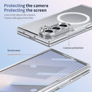 Crystal-clear Magnetic Ring Case for Samsung Galaxy Z Fold 7 with Tempered Glass [Silver]
