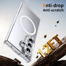 Crystal-clear Magnetic Ring Case for Samsung Galaxy Z Fold 7 with Tempered Glass [Silver]