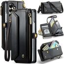 Galaxy Z Fold 7 CaseMe Crossbody Wallet Case with Strap, Card Slots & Zipper Pocket [Black]