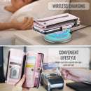 Galaxy Z Fold 7 CaseMe Crossbody Wallet Case with Strap, Card Slots & Zipper Pocket [Pink]