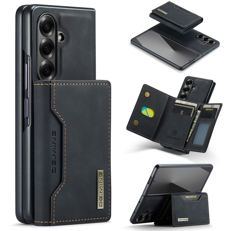 DG.MING Magnetic Business Leather Case for Galaxy Z Fold 7 - with Detachable Wallet [Black]